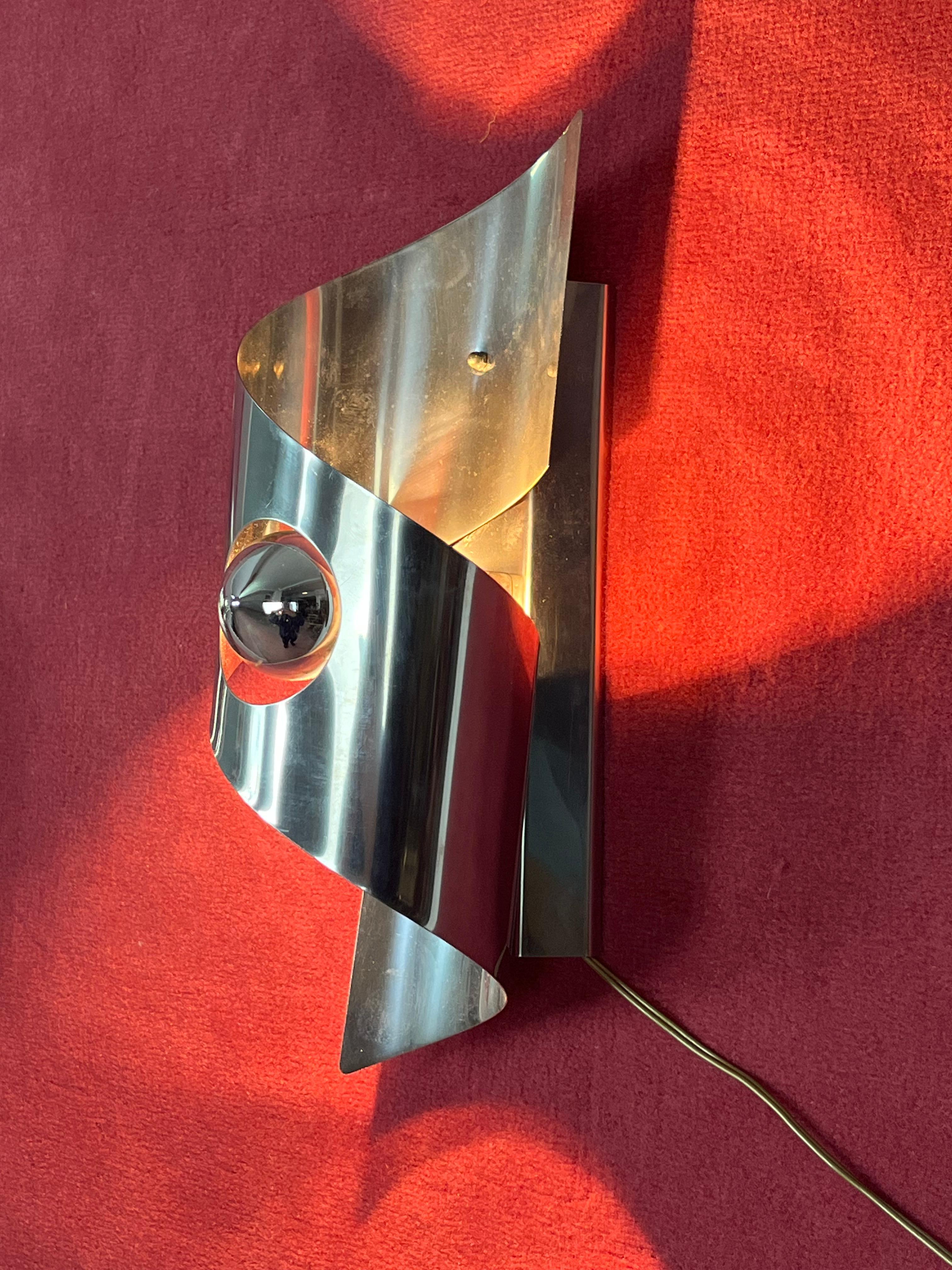 Set of 2 Mid-century Steel Wall Lamps, 1960s For Sale 2