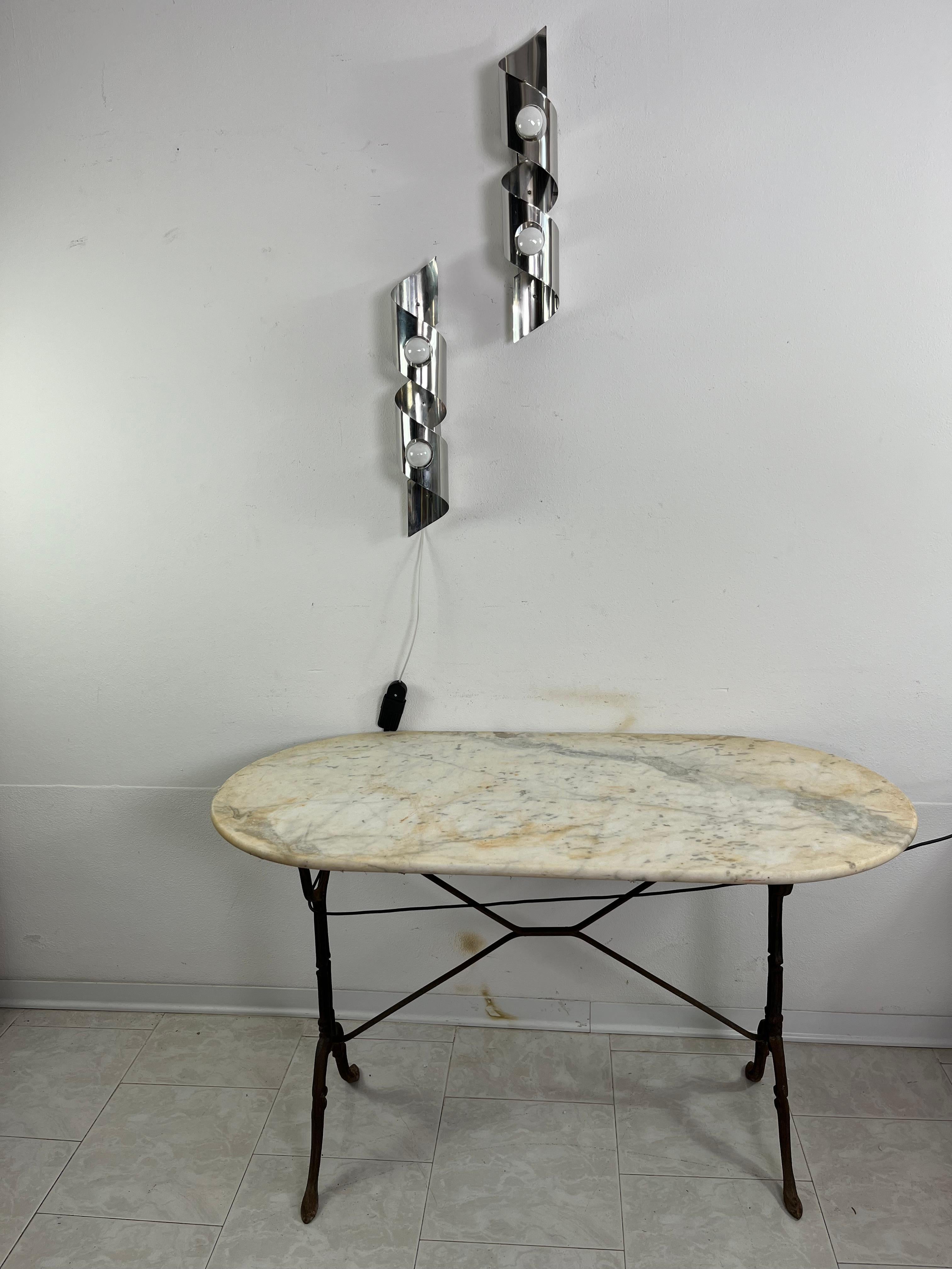 Set di 2 lampade da parete in acciaio di metà secolo attribuite a Oma Illuminazione, anni '60 in vendita 1