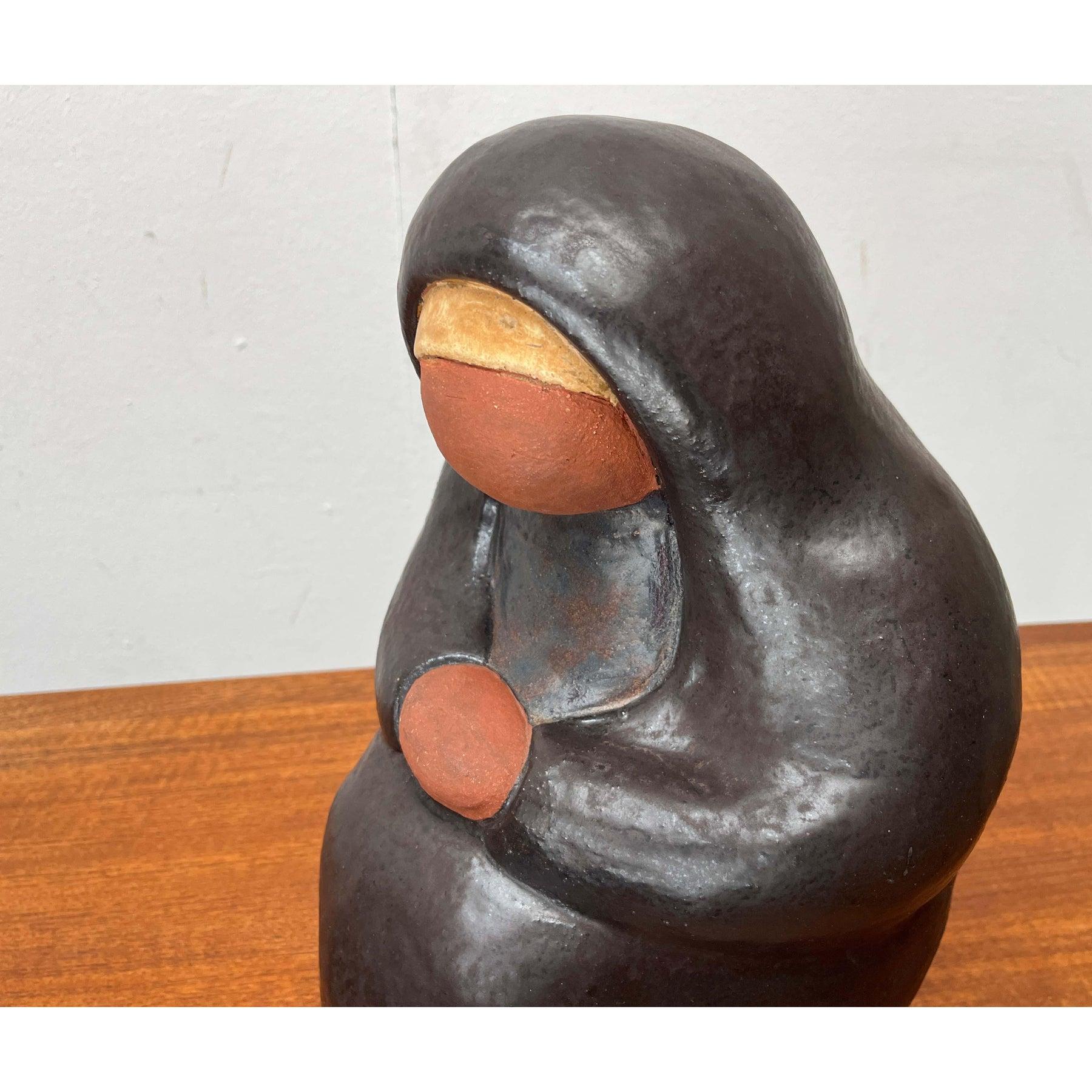 Set of 2 Mid-Century Studio Pottery Virgin Mary and Baby Jesus Sculptures, 1960s For Sale 5