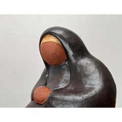 Juego de 2 esculturas de Studio Pottery de mediados de siglo Virgen María y Niño Jesús, años 60