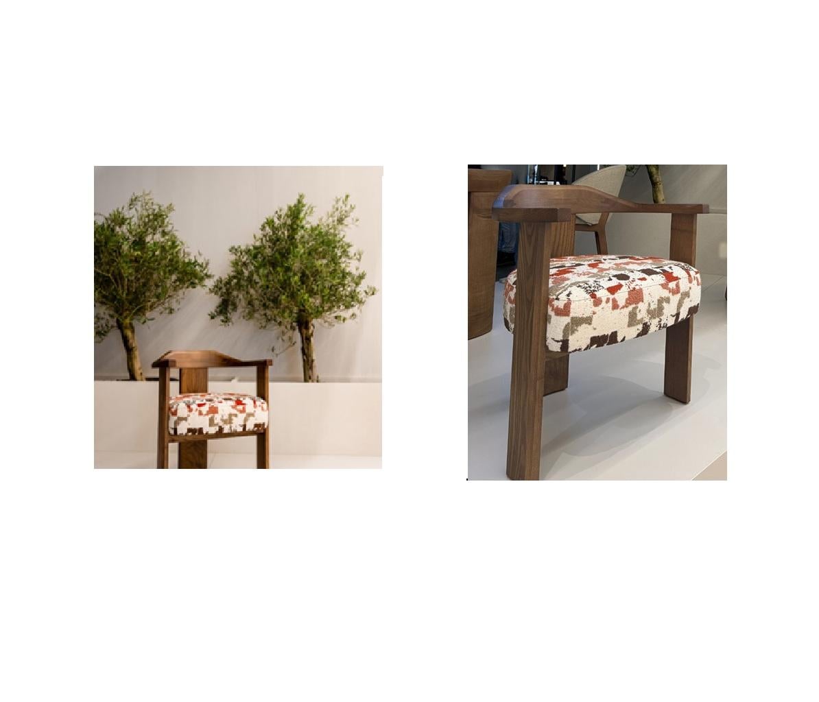 Hand-Crafted Set of 2 Mid-Century Style Armchairs with Black Oak Frame For Sale