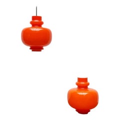 Set of 2 Mid-Century Swedish Space Age Oplight 75 Pendants by Hans-Agne, 1970s