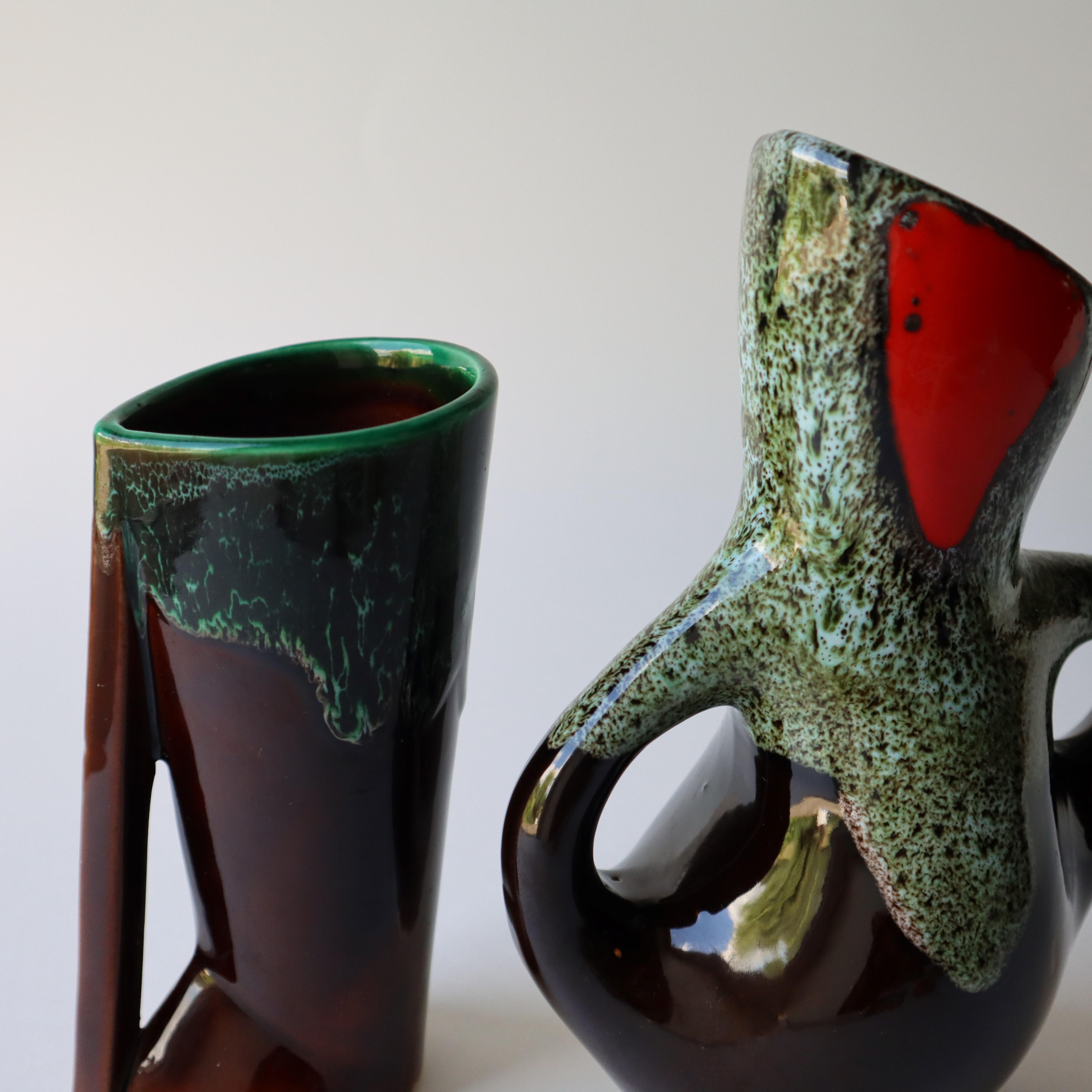 Set of 2 Mid-Century Vallauris Vases - Fat Lava Style 2