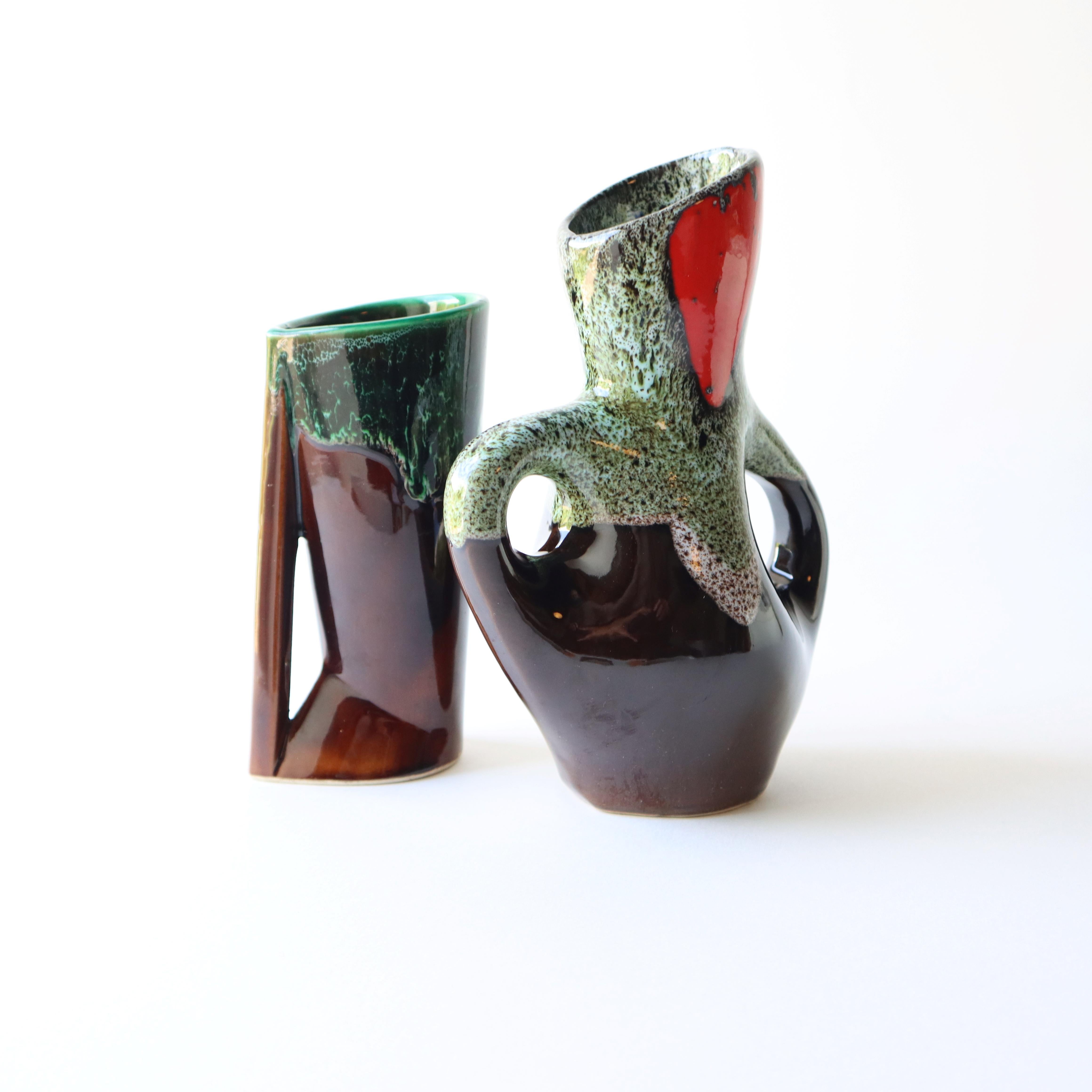 Mid-Century Modern Set of 2 Mid-Century Vallauris Vases - Fat Lava Style