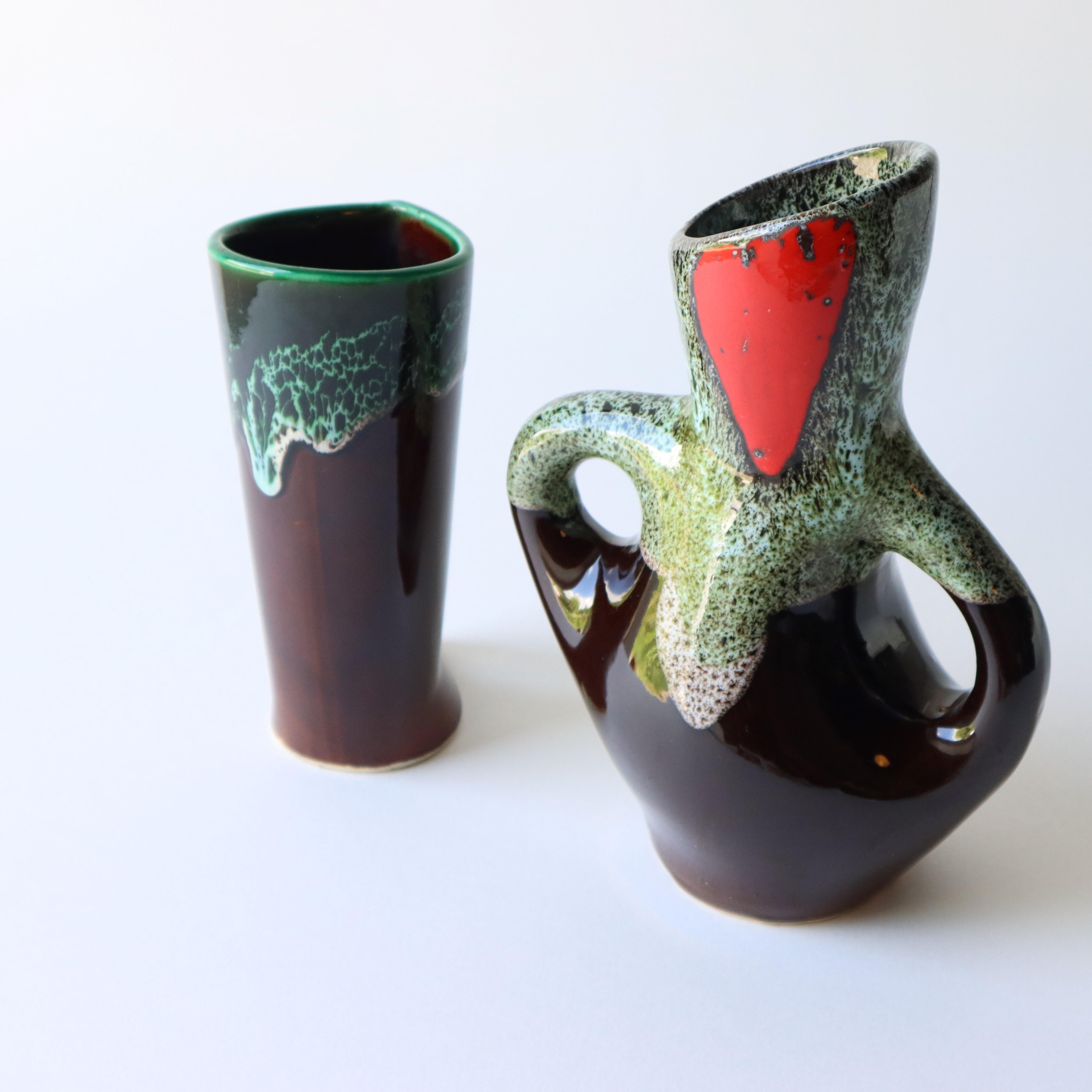 20th Century Set of 2 Mid-Century Vallauris Vases - Fat Lava Style