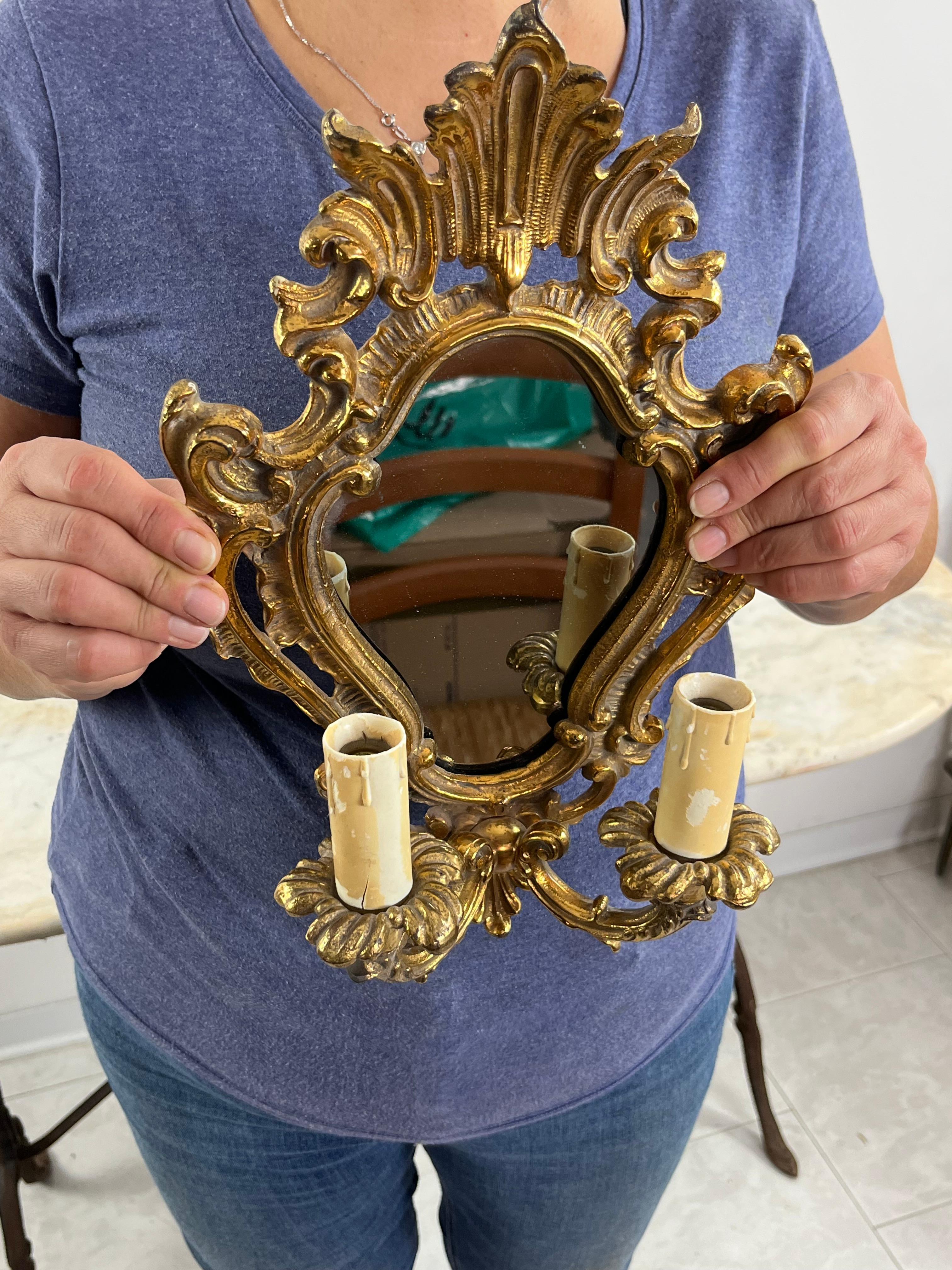 Ensemble de 2 lampes murales du milieu du siècle avec miroir, années 1960 en vente 1