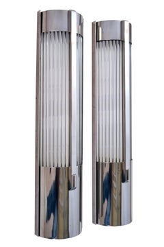 Set of 2 Mid-Century Wall Sconces in Chrome with Glass Rods, France 1960s
