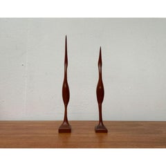 Set of 2 Mid-Century Wooden Teak Birds, 1960s