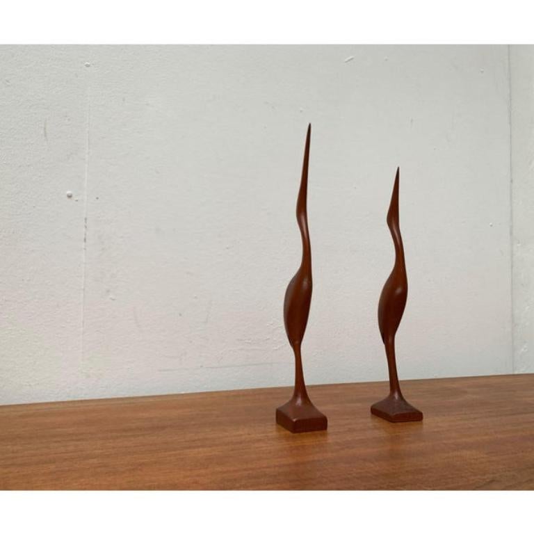 Mid-Century moderno Set di 2 uccelli in legno di teak di metà secolo, anni '60 in vendita