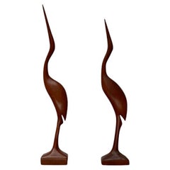 Set of 2 Mid-Century Wooden Teak Birds, 1960s