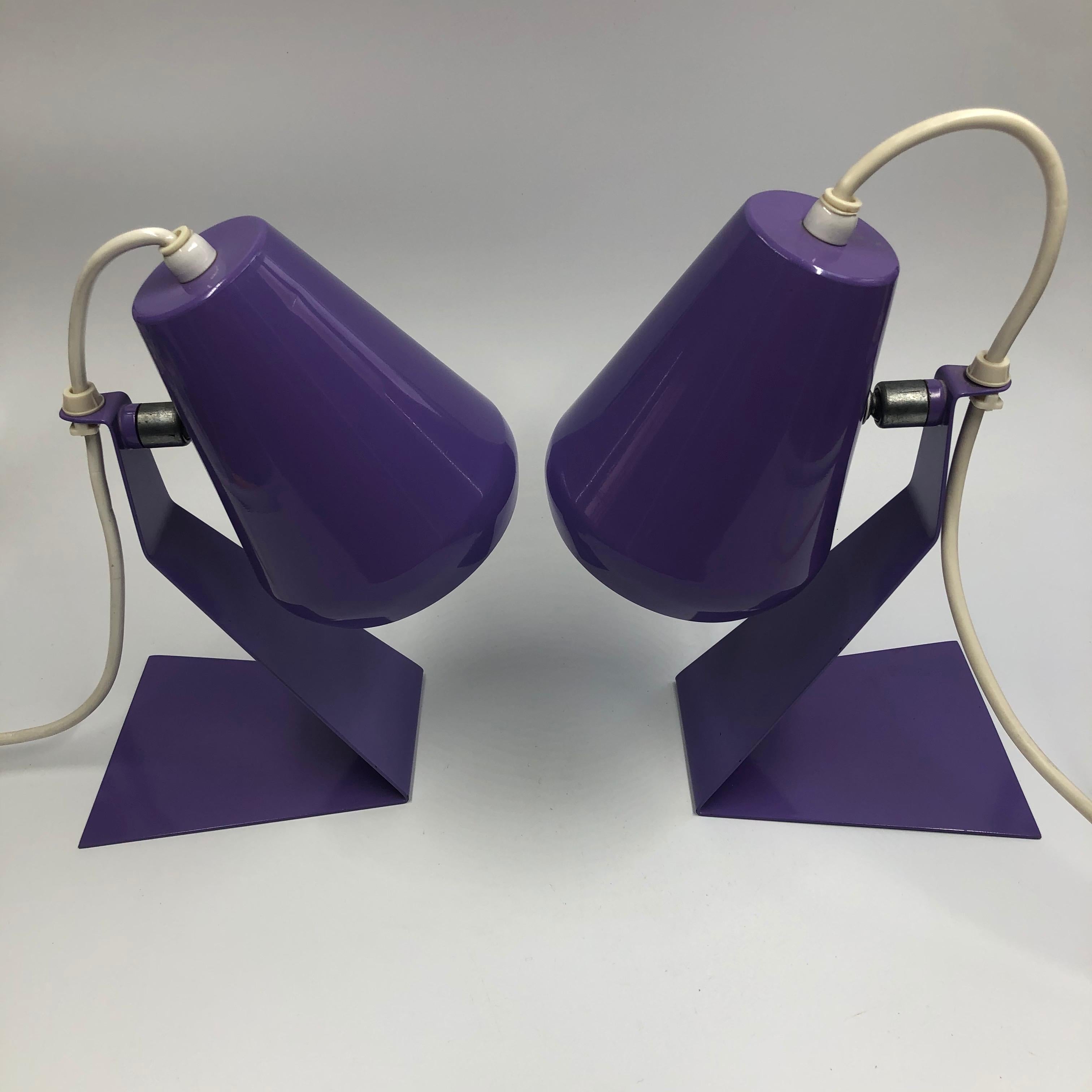 Set of 2 Midcentury Z Bedside Table Lamps, 1960s Adjustable Lamp Shade 3
