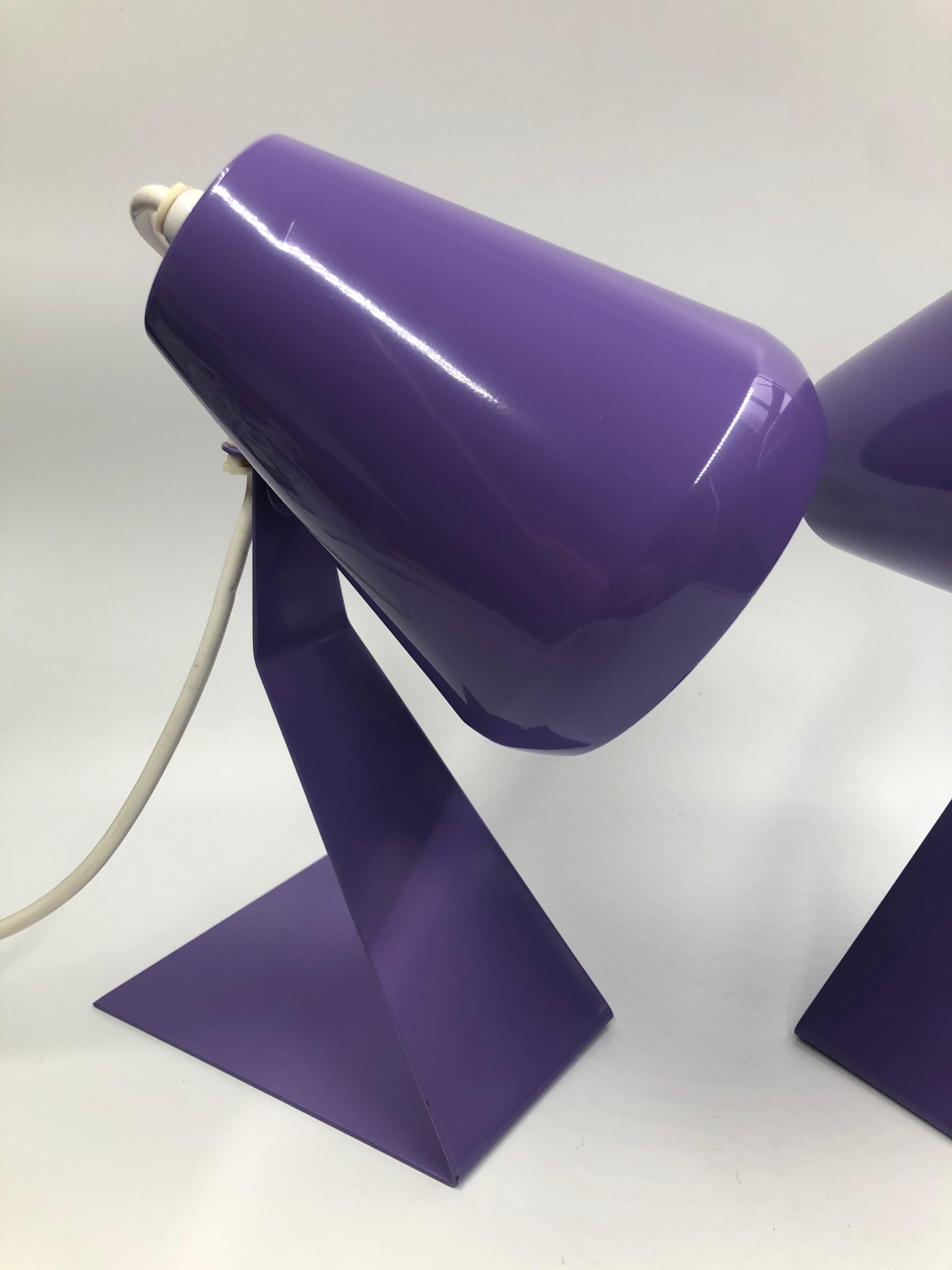 Mid-Century Modern Set of 2 Midcentury Z Bedside Table Lamps, 1960s Adjustable Lamp Shade