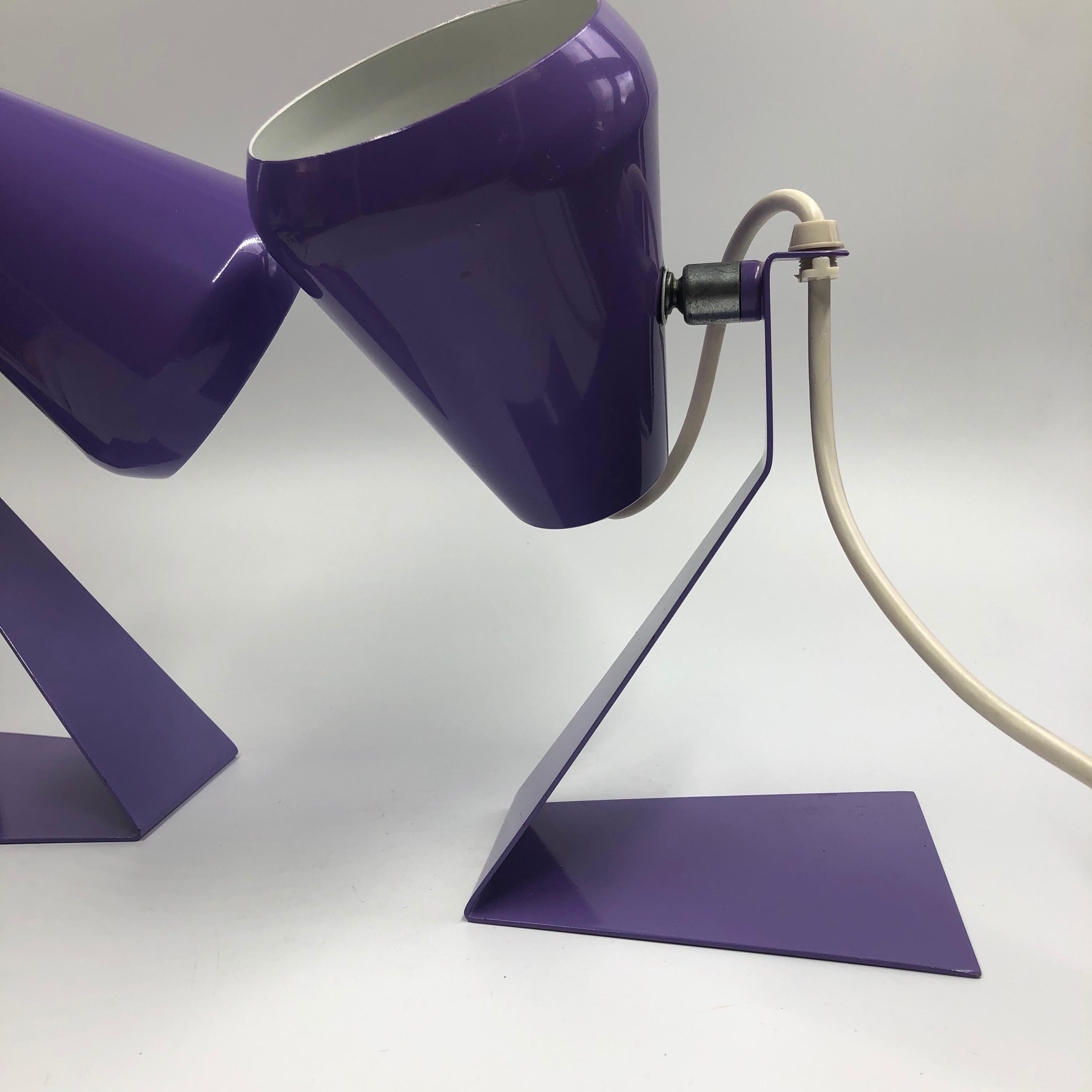 Dutch Set of 2 Midcentury Z Bedside Table Lamps, 1960s Adjustable Lamp Shade