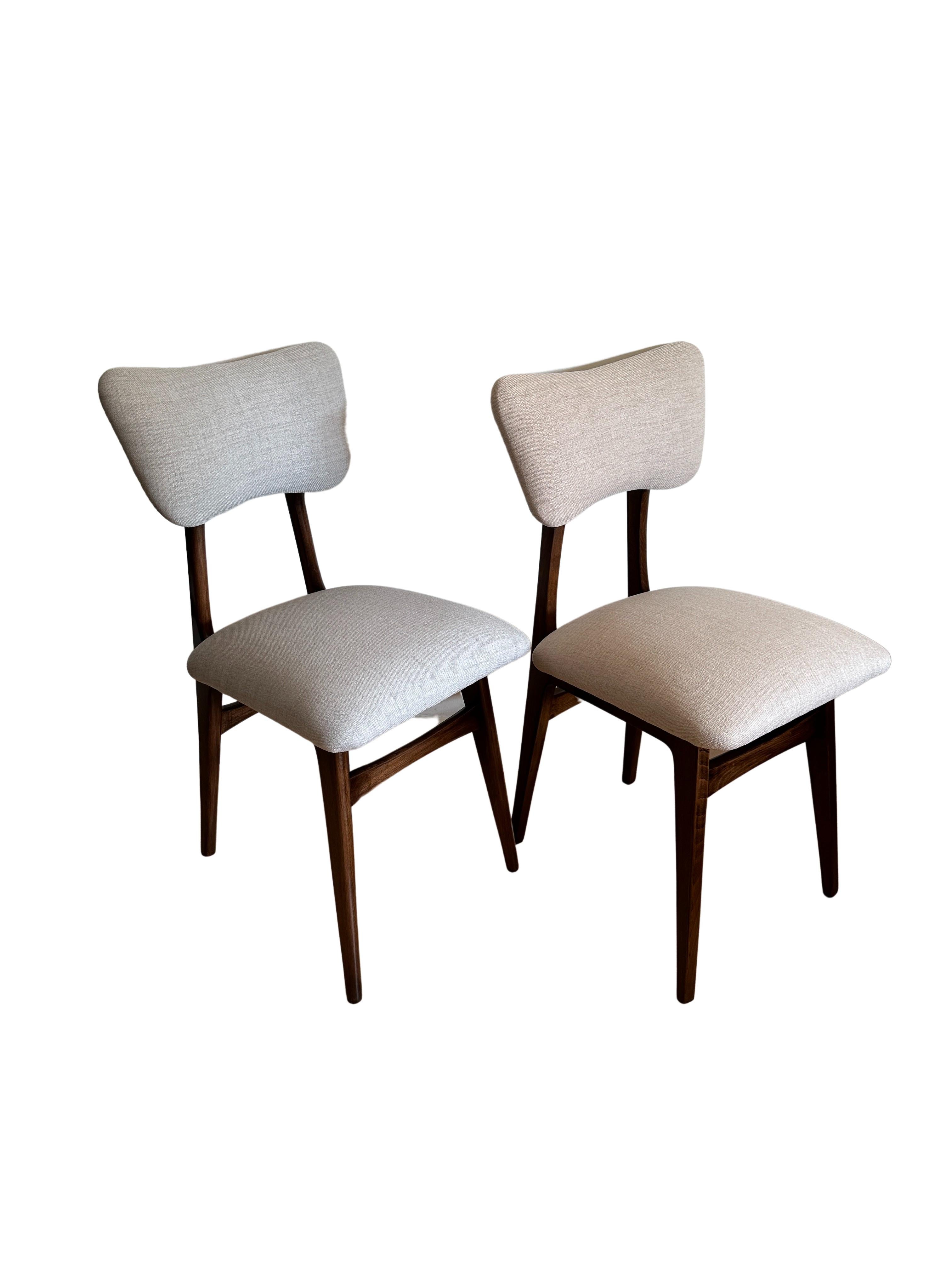 Mid-Century Modern Set of 2 Midcentury Beige and Grey Dining Chairs, Europe, 1960s For Sale