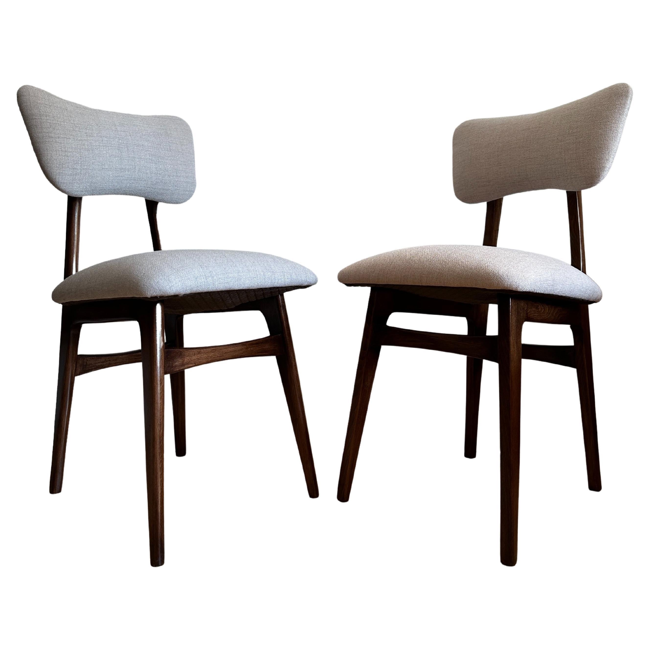 Set of 2 Midcentury Beige and Grey Dining Chairs, Europe, 1960s For Sale