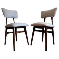 Retro Set of 2 Midcentury Beige and Grey Dining Chairs, Europe, 1960s