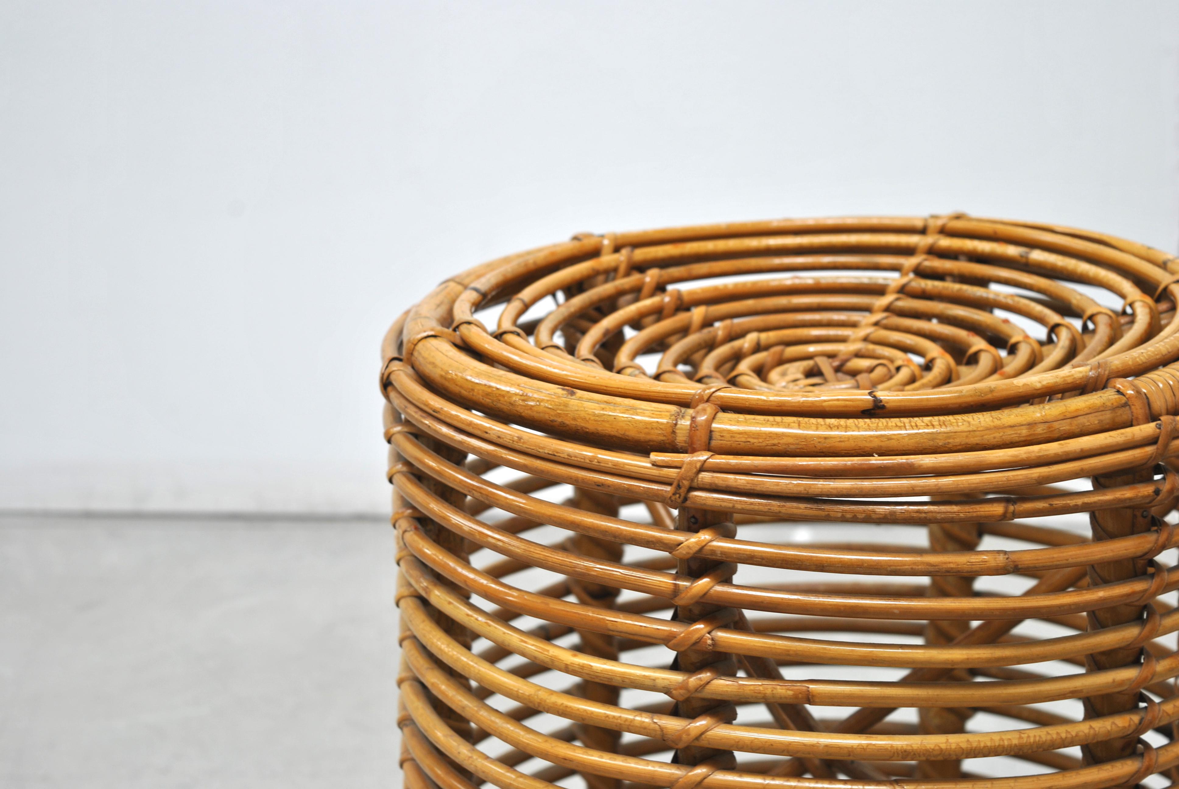 Set of 2 Midcentury Cylindrical Poufs after Franco Albini for Bonacina, Italy 1