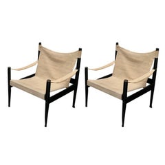 2 dänische Safari-Stühle aus der Mitte des Jahrhunderts von Erik Wørts für Niels Eilersen, 1960er Jahre