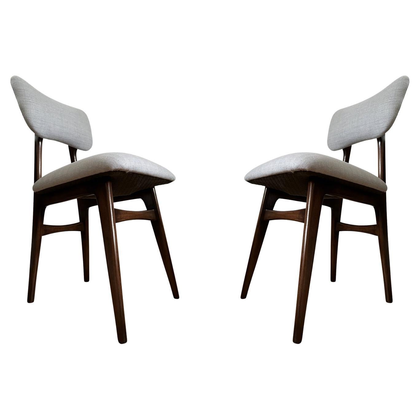 Set of 2 Midcentury Grey Dining Chairs, Europe, 1960s For Sale