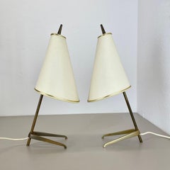 set of 2 midcentury modern brass Table Light by J.T KALMAR attrib., Austria 1950