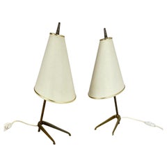 Ensemble de 2 lampes de table en laiton modernes du milieu du siècle dernier attribuées à J.T KALMAR, Autriche 1950