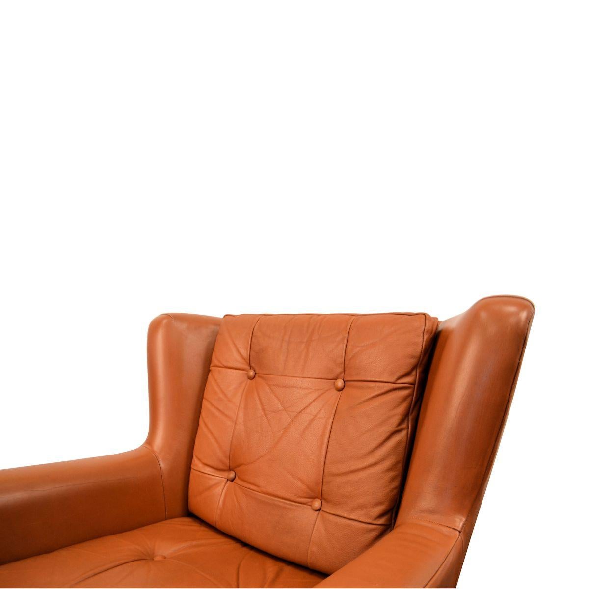 Set of 2 Midcentury Skjold Sørensen Leather Swivel Chairs 1