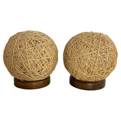 Vintage Set of 2 Midcentury Twine Table Lamps, 1960s