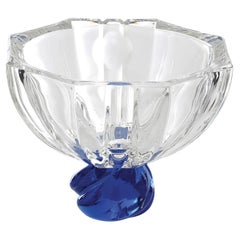 Juego de 2 vasos Milano de cristal transparente con base de cristal azul