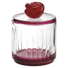 Set of 2 Milano Clear & Ruby Red Glass Boxes