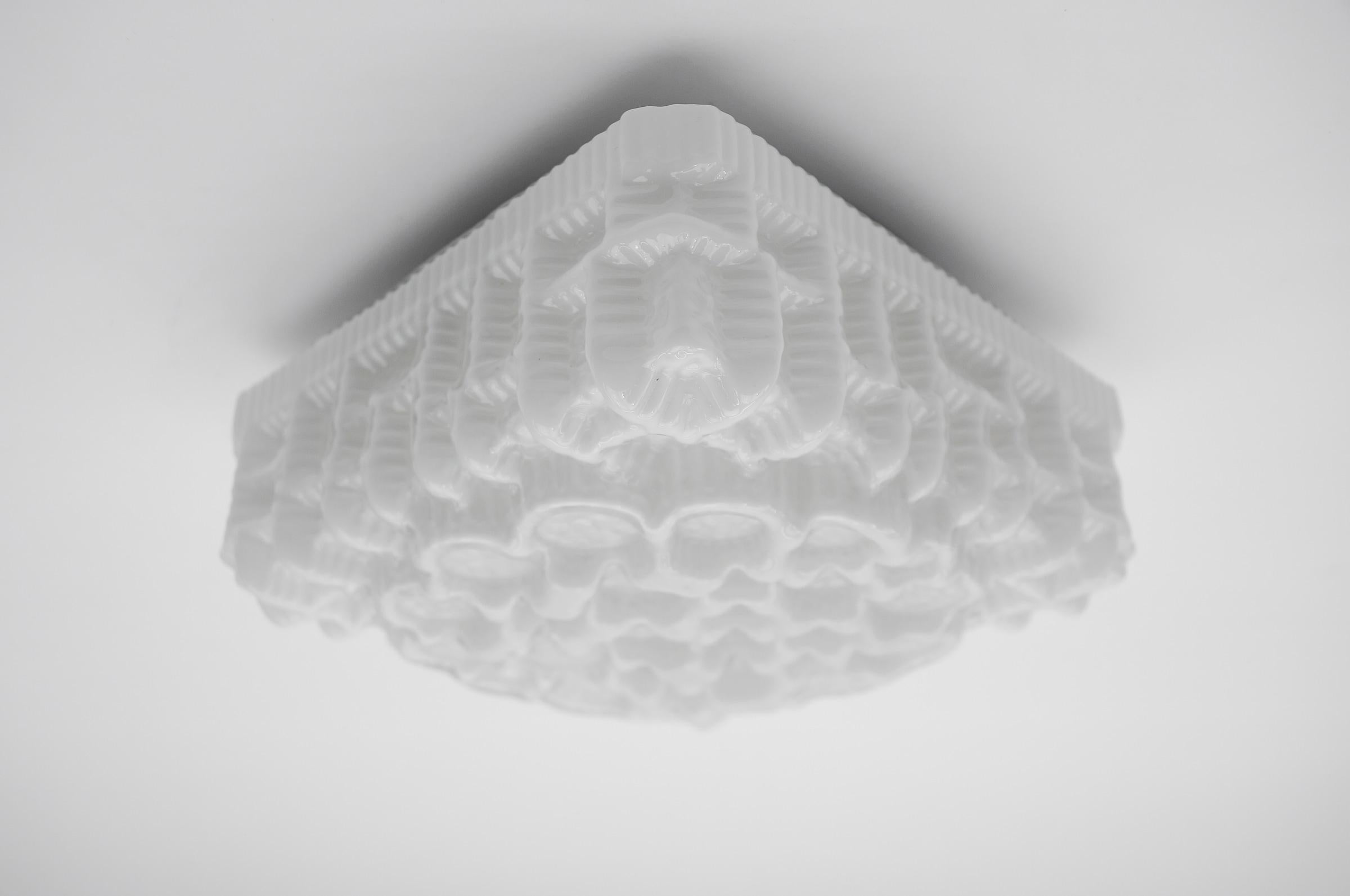 Milk Glass Bubble Flush Mount Lamp Helena Tynell, Germany 1960s  For Sale 4