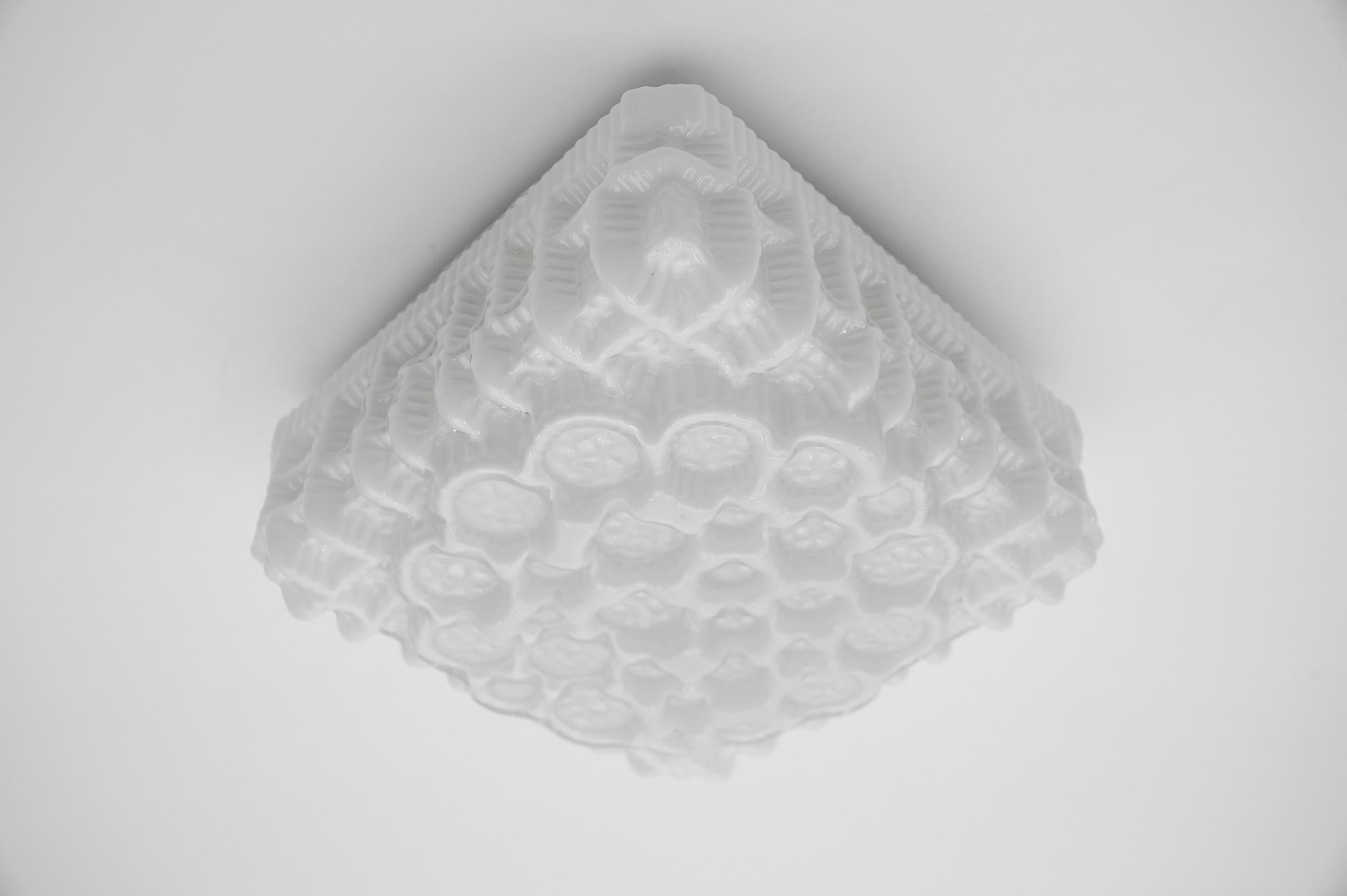 Milk Glass Bubble Flush Mount Lamp Helena Tynell, Germany 1960s  For Sale 5