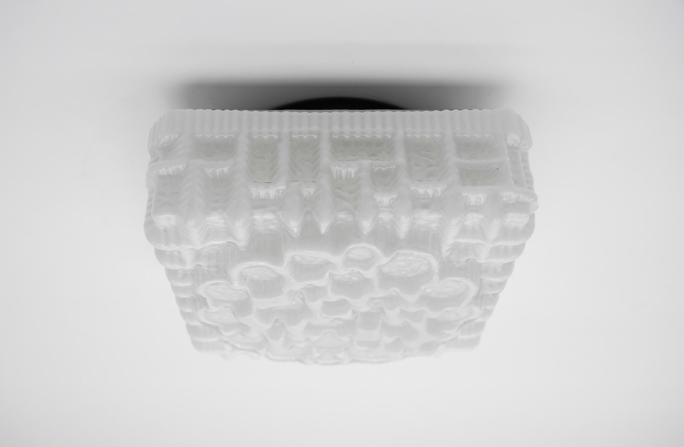 Mid-20th Century Milk Glass Bubble Flush Mount Lamp Helena Tynell, Germany 1960s  For Sale