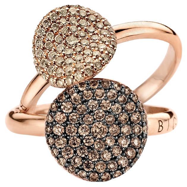2er-Set Mini- Waves-Ringe aus Roségold mit braunen Diamanten ...