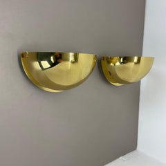Set of 2 minimalist Brass Sciolari Style Wall Light Sconces, Italy 1980s