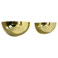 Set of 2 minimalist Brass Sciolari Style Wall Light Sconces, Italy 1980s