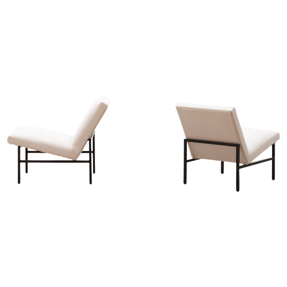 Ensemble de 2 chaises longues minimalistes, Pays-Bas des années 70.
