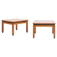 Juego de 2 mesas auxiliares minimalistas MDK Belgium de teca, ca. 1960