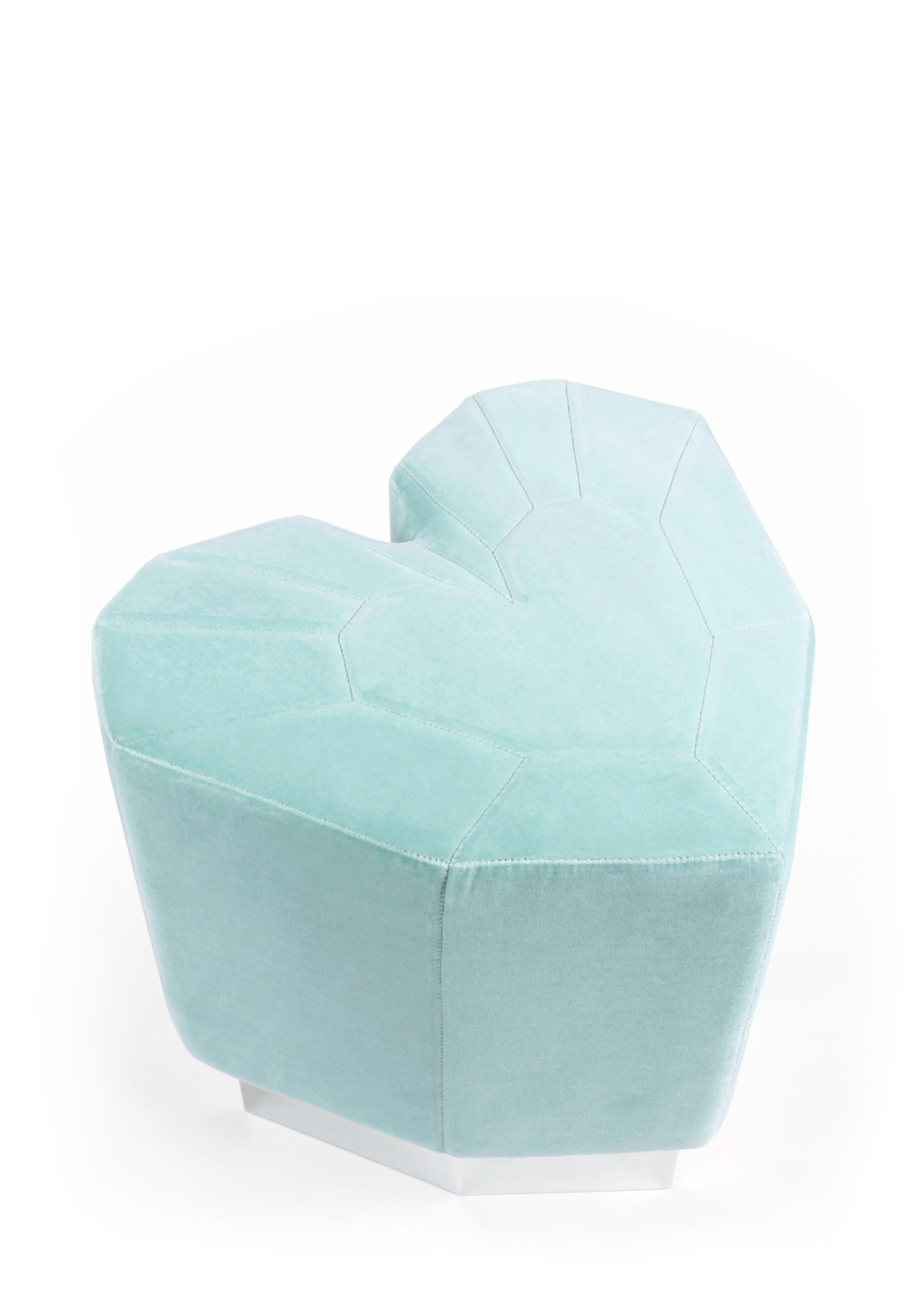 Set of 2 Mint Green Queen Heart Stools by Royal Stranger For Sale 7