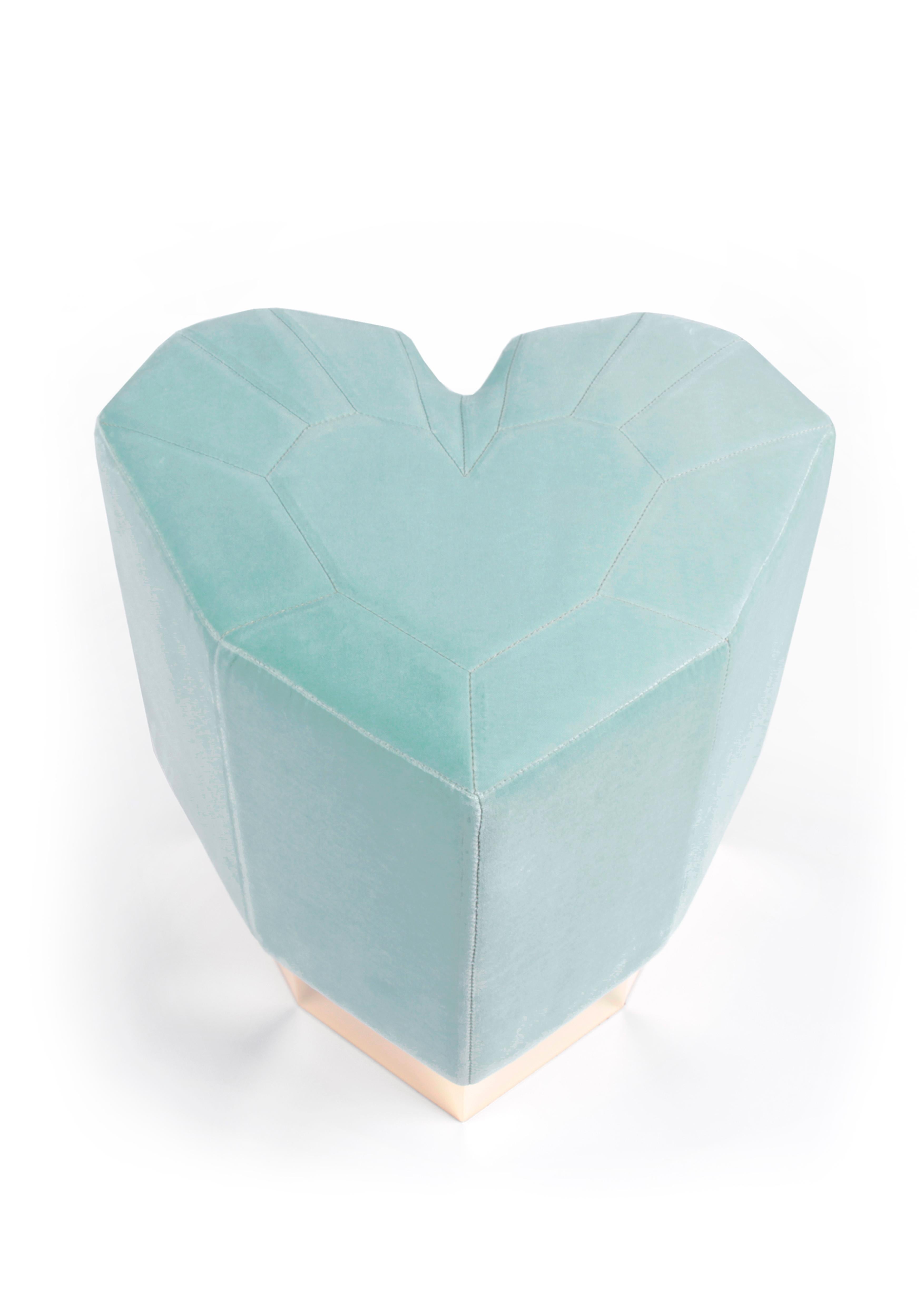 Portuguese Set of 2 Mint Green Queen Heart Stools by Royal Stranger For Sale