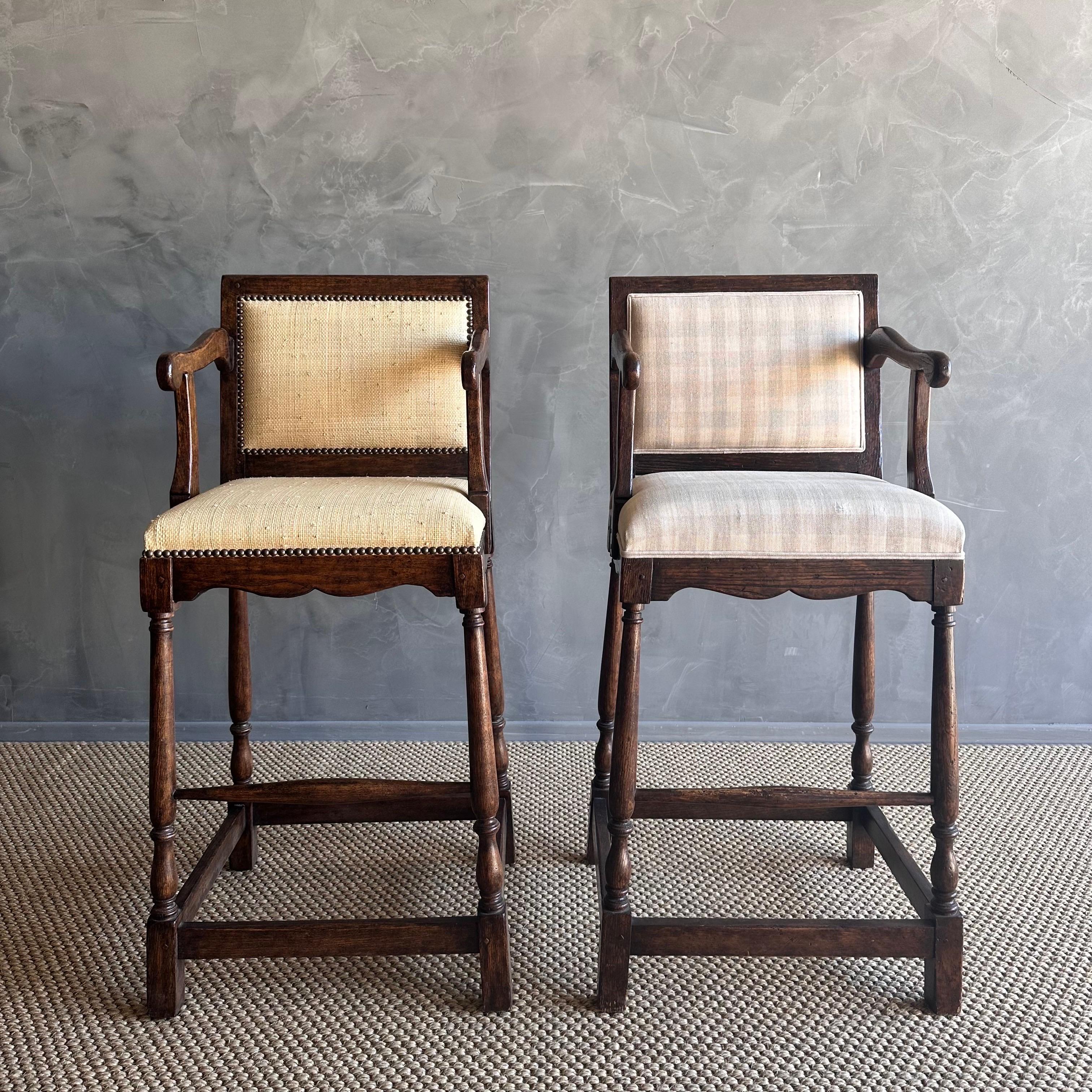 Set of 2 Minton Spidell Fruitwood French Country Bar Stools In Good Condition In Old Town Orange, CA
