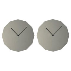 Set of 2 Mirror Steel Twelve Wall Clocks by Sebastian Scherer