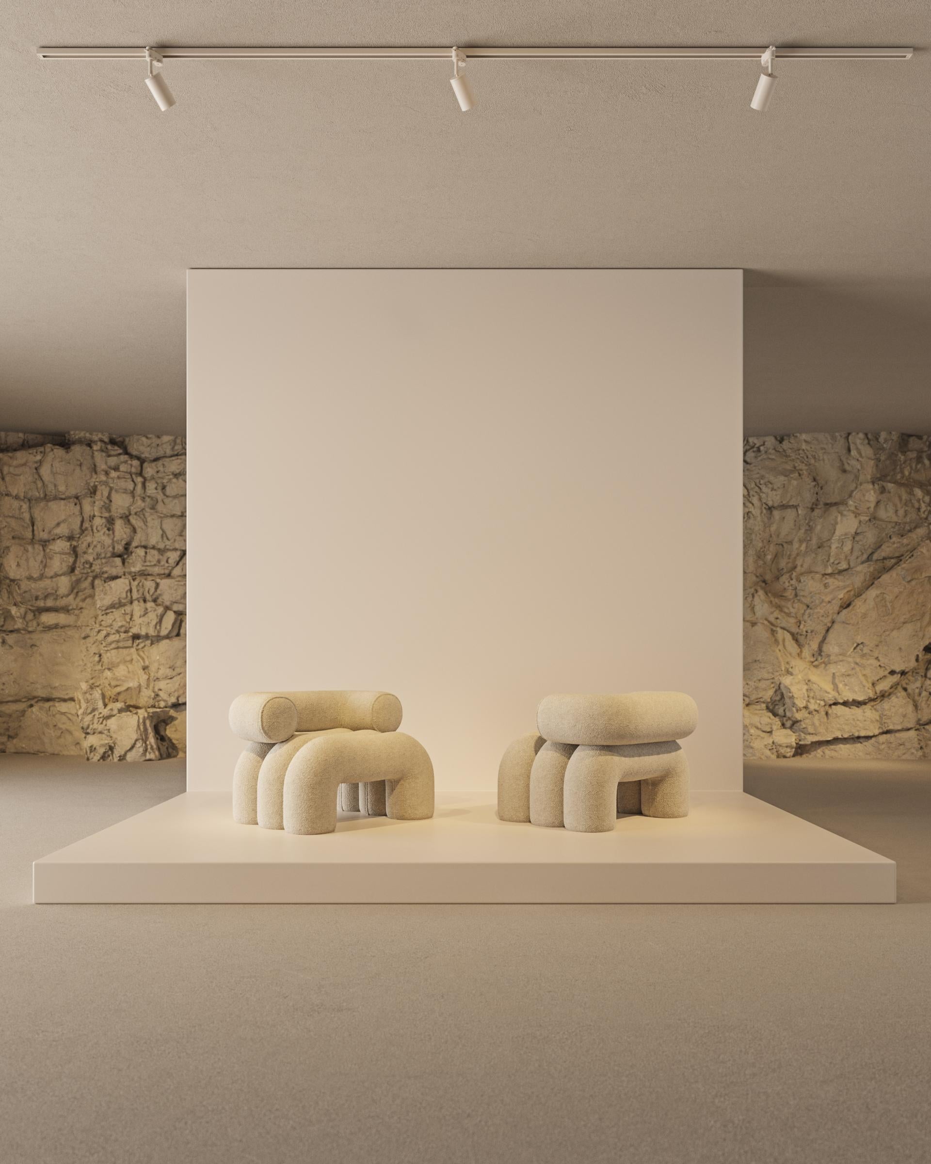 Set of 2 Misty Beige Aurora Armchairs by Nelson Araujo For Sale 2