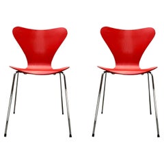 Juego de 2 sillas Modelo 3107 de Arne Jacobsen para Fritz Hansen, Dinamarca, 1997