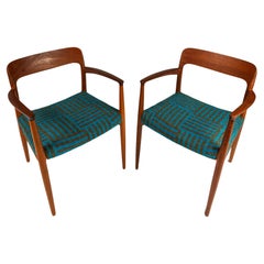 Set of 2 Model #75 Chairs, Niels Møller, JL Møllers Møbelfabrik, Denmark, 1960s