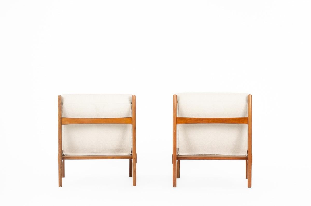 Set of 2 model 790 low chairs by Joseph Andre Motte for Steiner 1960 In Good Condition For Sale In JASSANS-RIOTTIER, FR