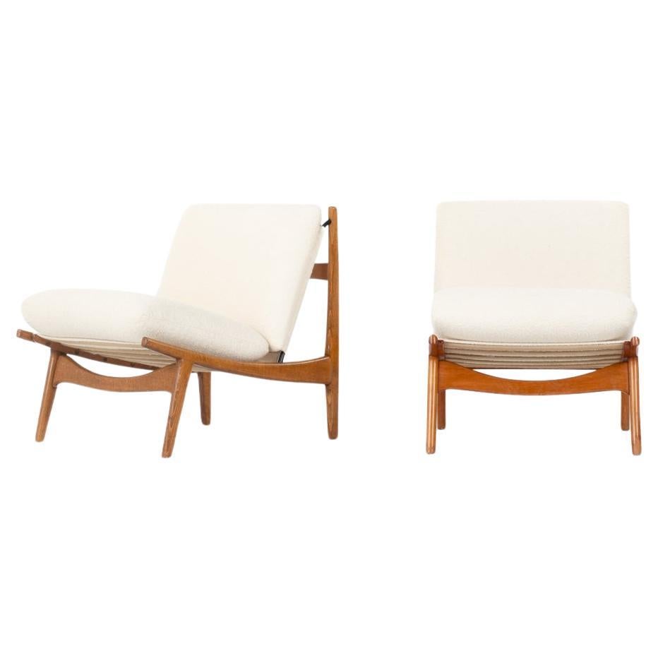 Set of 2 model 790 low chairs by Joseph Andre Motte for Steiner 1960 For Sale