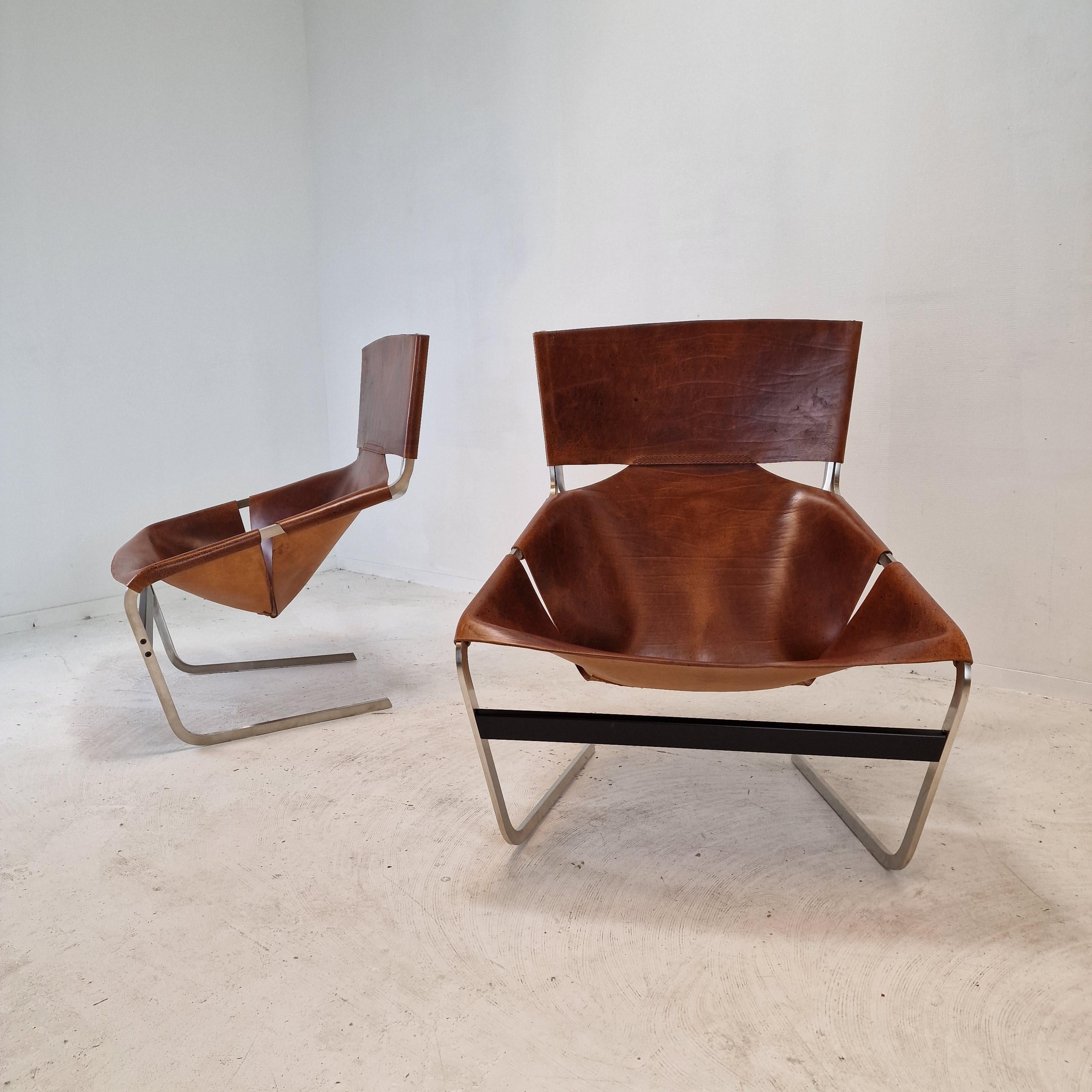 Mid-Century Modern Ensemble de 2 chaises longues modèle F444 de Pierre Paulin pour Artifort, années 1960 en vente