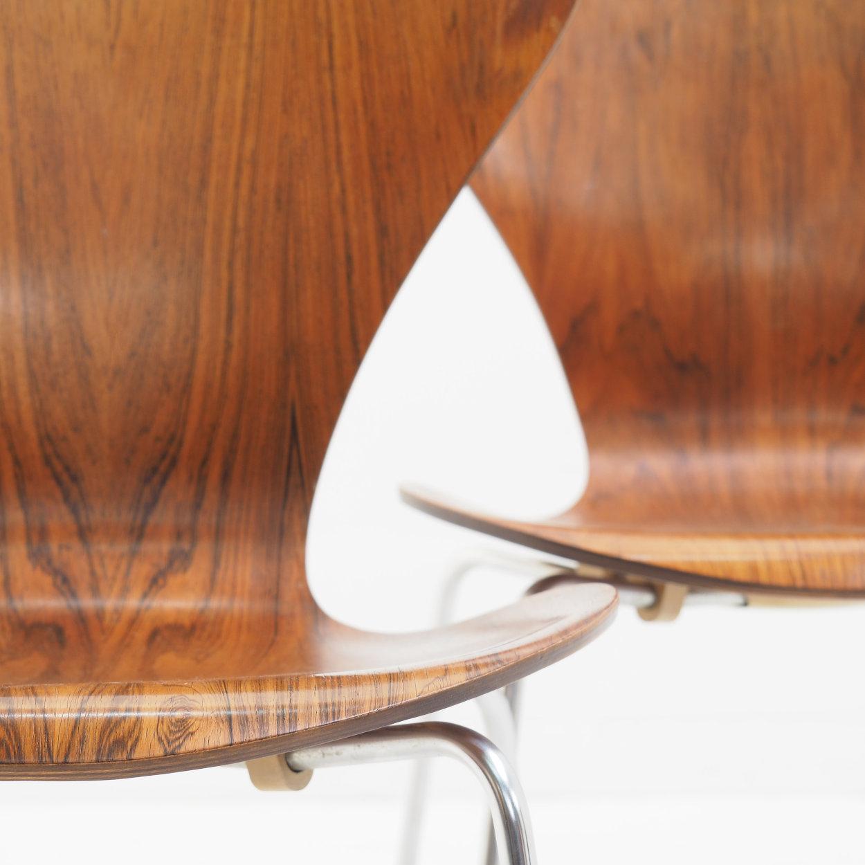 Ensemble de 2 chaises modèle n° 3107 d'Arne Jacobsen pour Fritz Hansen, bois de rose, 1970 en vente 1