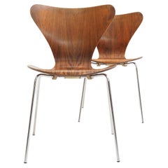 Set of 2 Model No. 3107 Chairs by Arne Jacobsen for Fritz Hansen, Rosewood, 1970