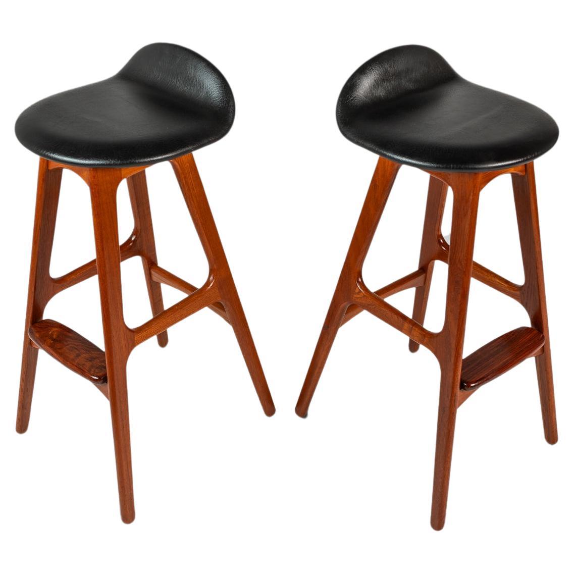 Set of 2 Model OD-61 Bar Stool by Erik Buch for O.D. Mobler, Denmark, 1960's
